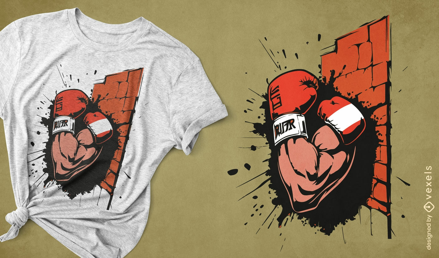 Diseño de camiseta Wall Boxer Punch.