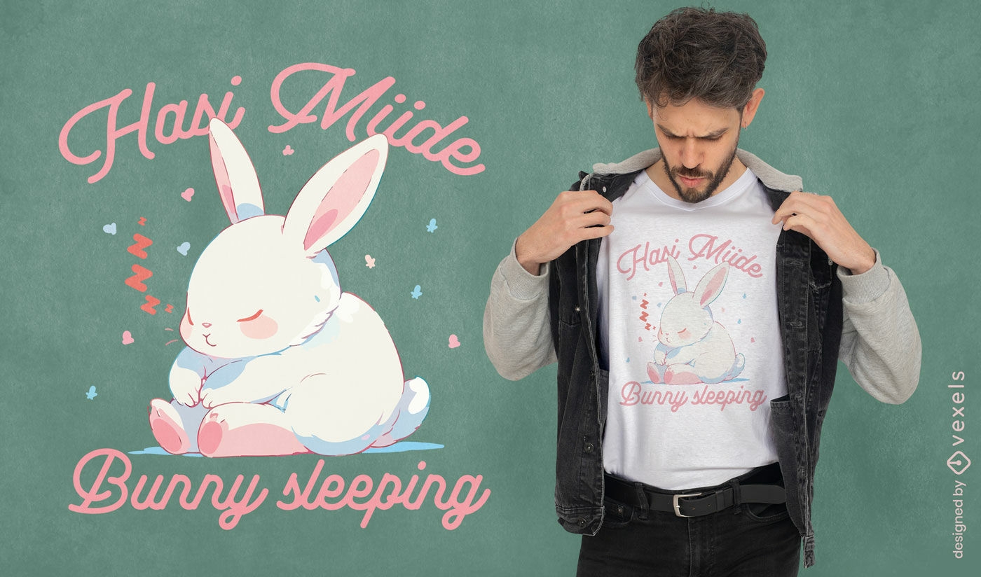 Design de camiseta do coelho sonolento