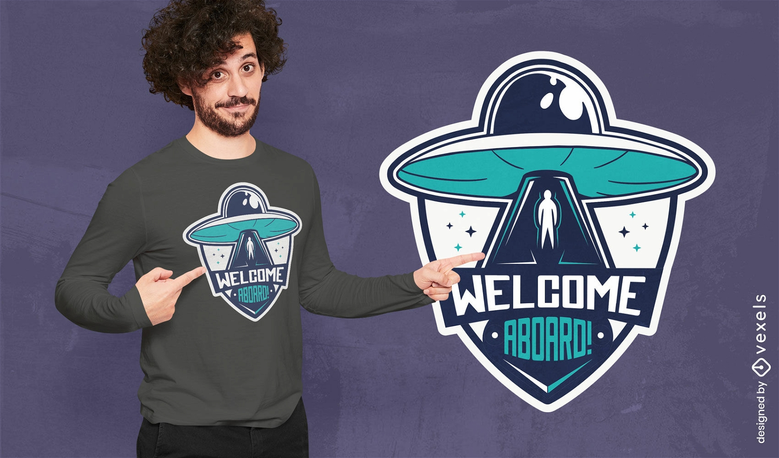 Willkommen an Bord des au?erirdischen Raumschiff-T-Shirt-Designs
