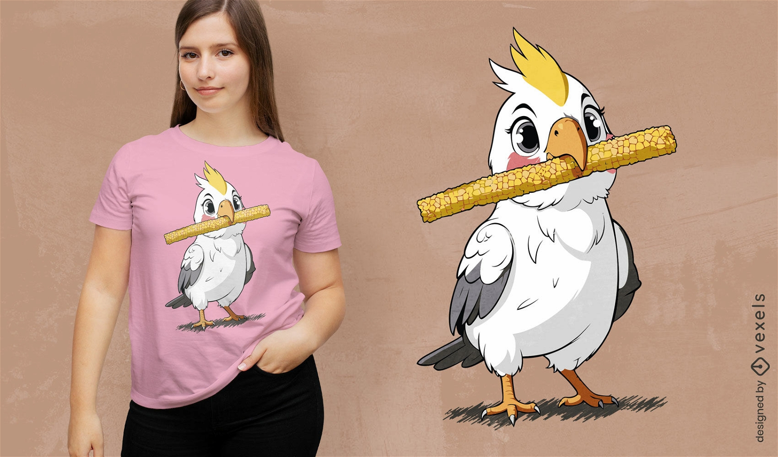 Cockatiel with seed stick t-shirt design