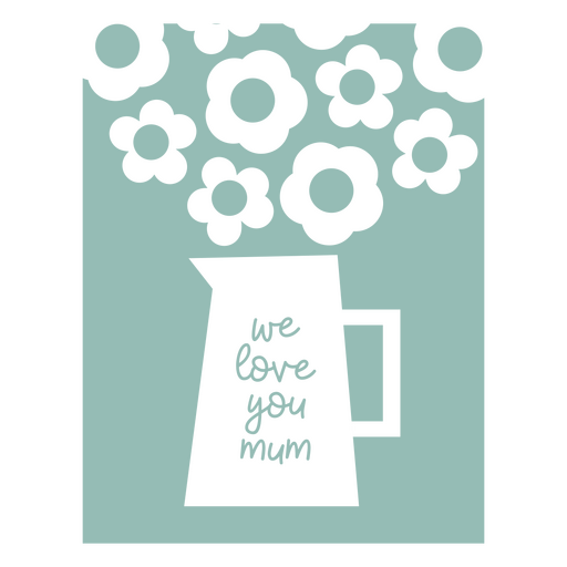 Encantador diseño de jarra de flores para el día de la madre. Diseño PNG