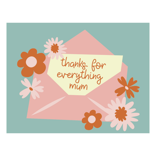 Encantador diseño de tarjeta de agradecimiento para mamá. Diseño PNG
