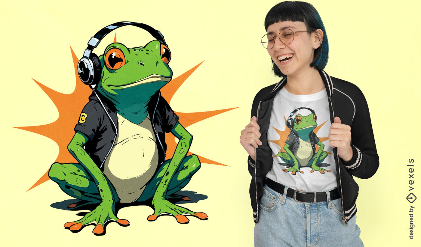 Diseño de camiseta Froggy Tunes.