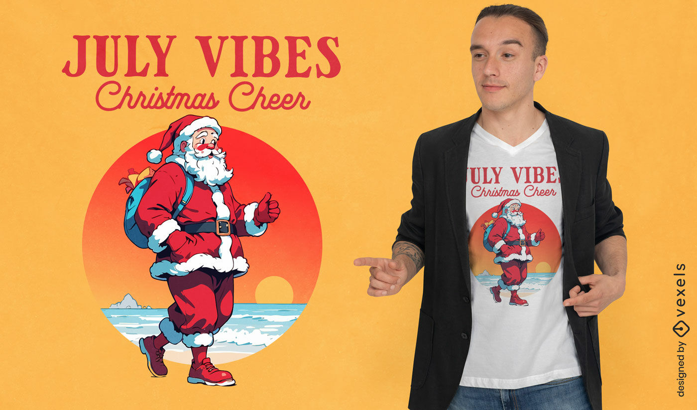 Design de camiseta com vibrações de ver?o do Papai Noel