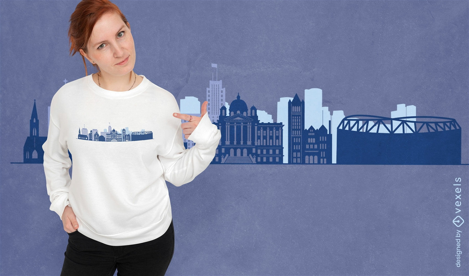 Blaues T-Shirt-Design mit der Skyline von Syracuse