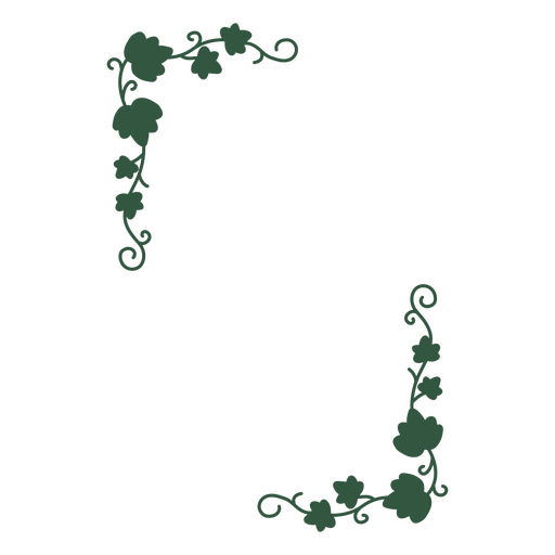 Diseño intrincado de esquina de enredadera verde para acentos decorativos. Diseño PNG