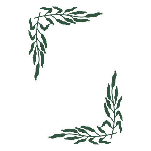 Design elegante de moldura de canto com folhas para decoração Desenho PNG