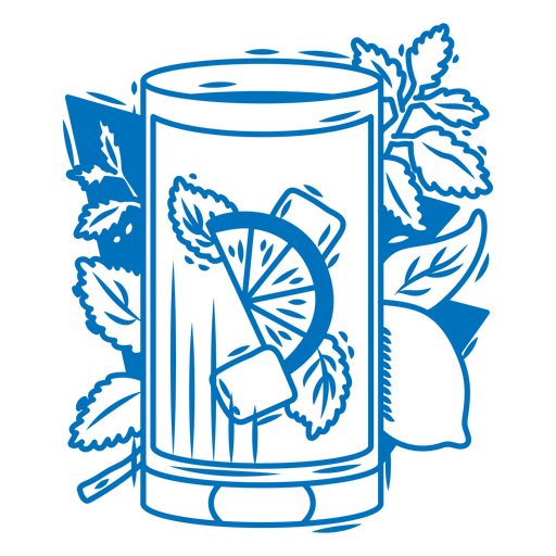 Ilustração de coquetel refrescante com limão e hortelã Desenho PNG