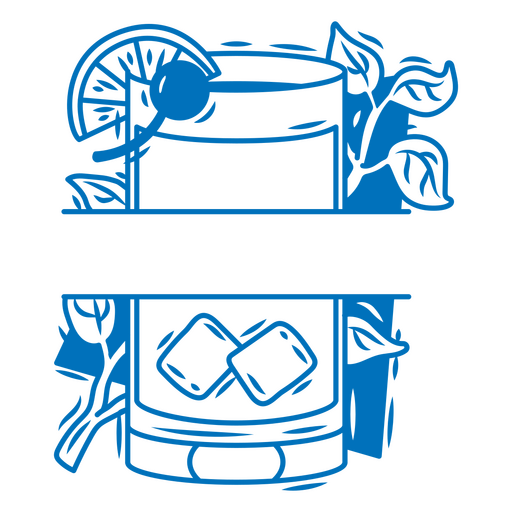 Erfrischende Cocktailillustration mit Zitrusfrüchten und Blättern PNG-Design
