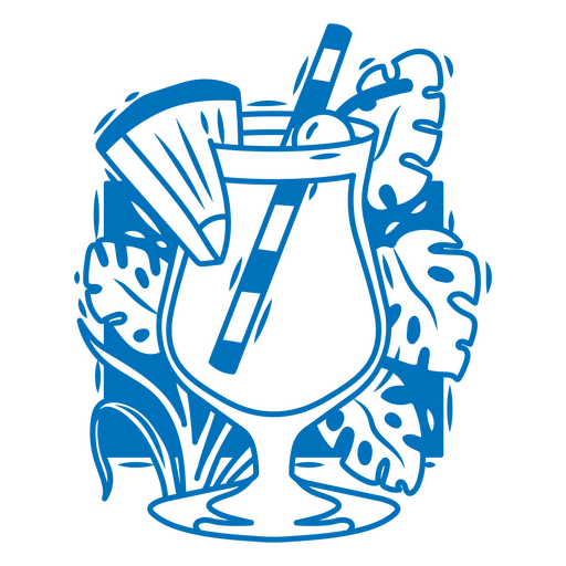 Tropische Cocktailillustration mit lebendigen Blättern PNG-Design