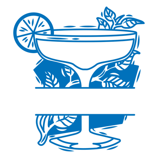 Ilustração elegante de copo de coquetel com elementos botânicos Desenho PNG