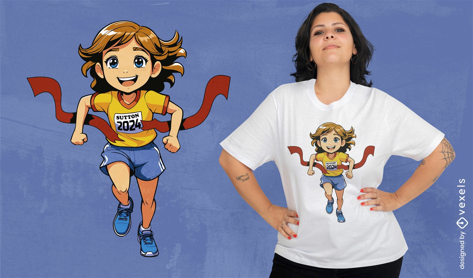 Dise?o de camiseta Marathon Girl 2024.