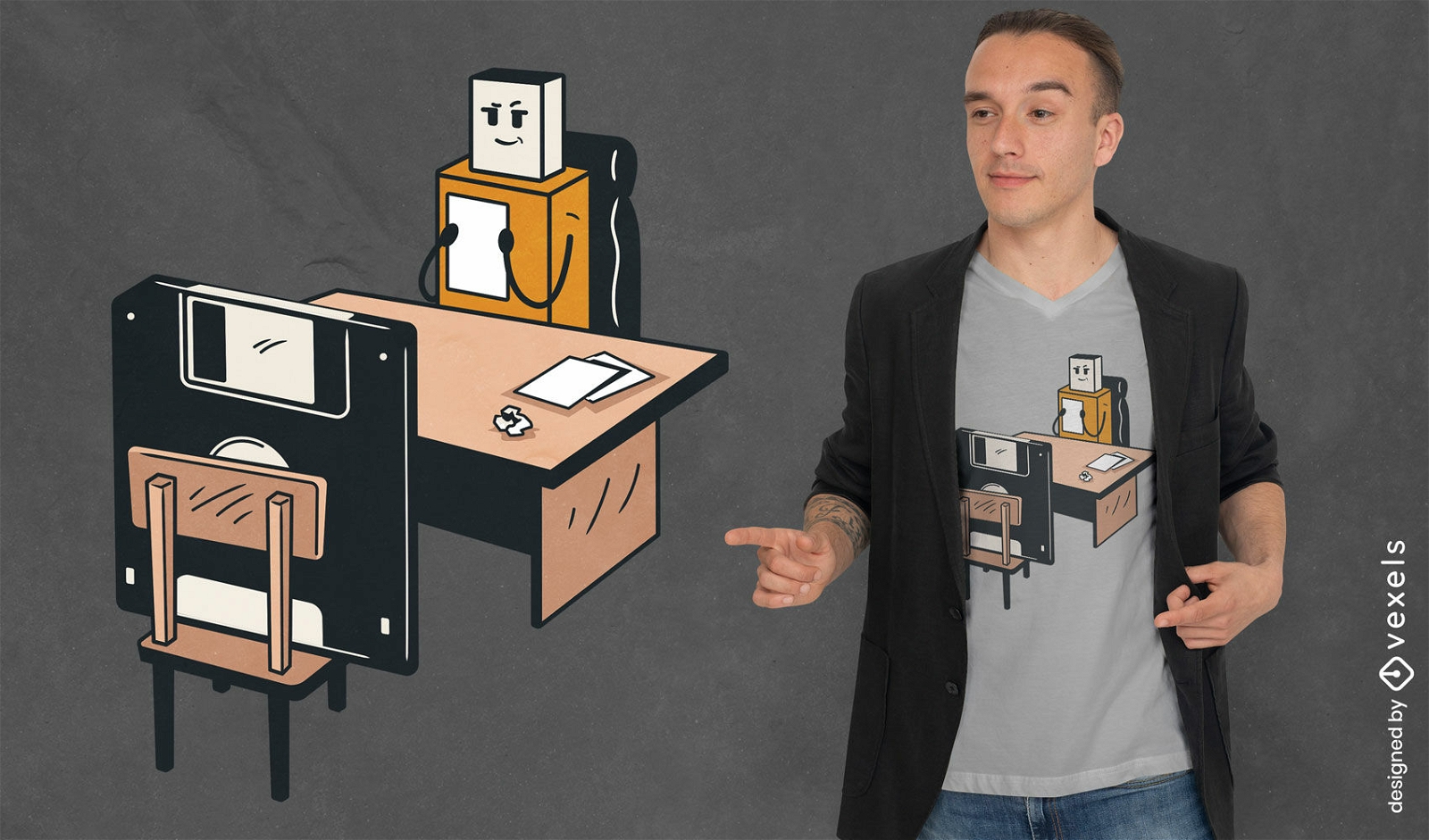 T-Shirt-Design mit USB-Boss und Diskette