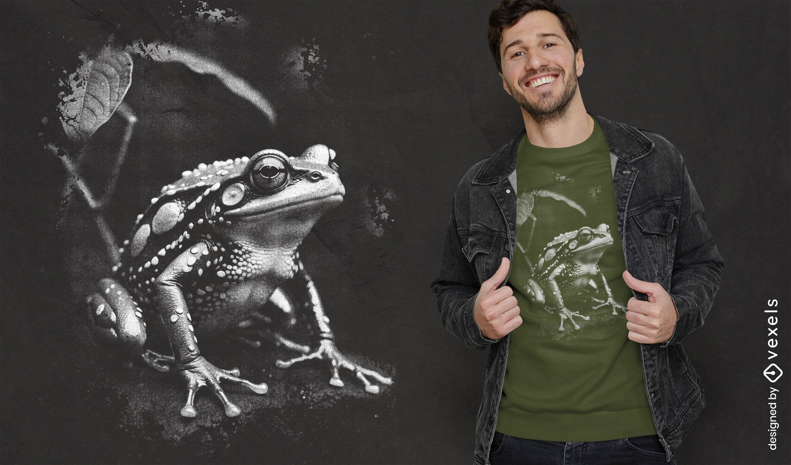 Diseño de camiseta de rana inspirada en la naturaleza.