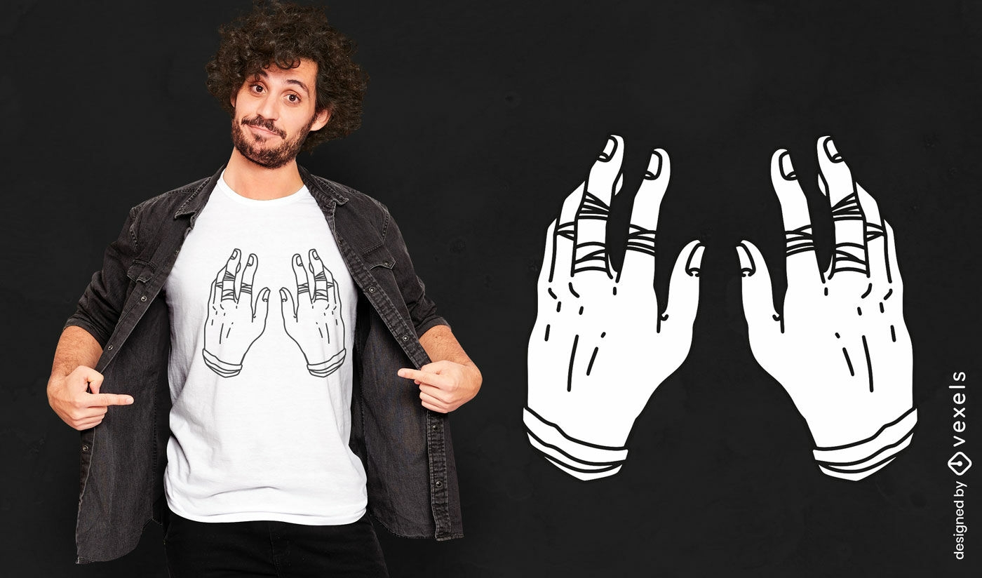 Diseño de camiseta de manos expresivas.