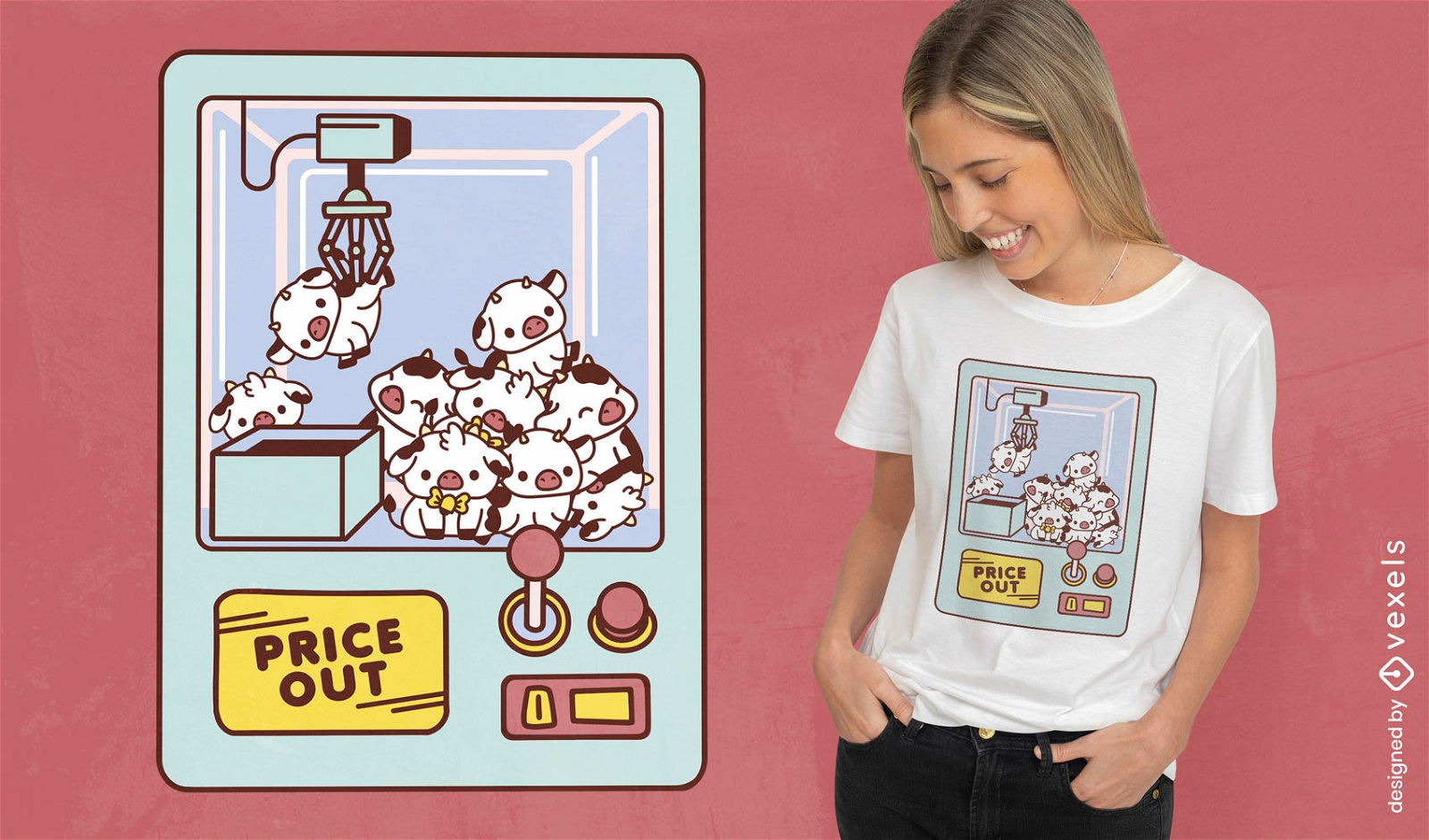 Cow claw machine t-shirt design