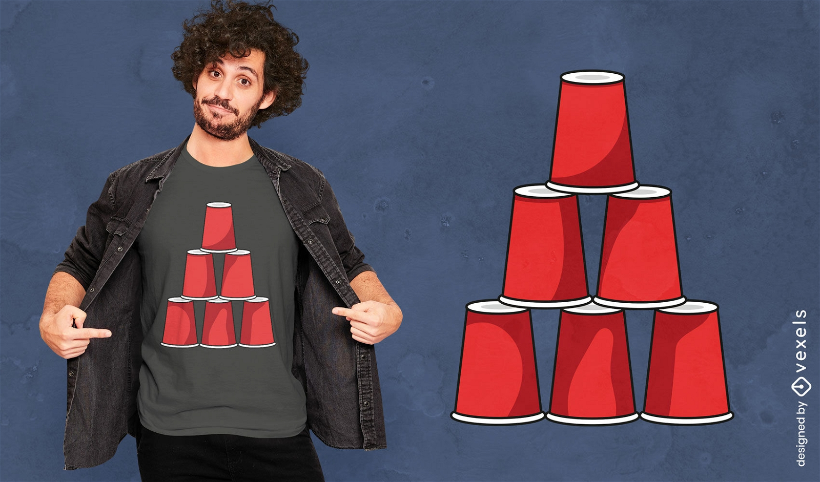 Red cup stacking t-shirt design