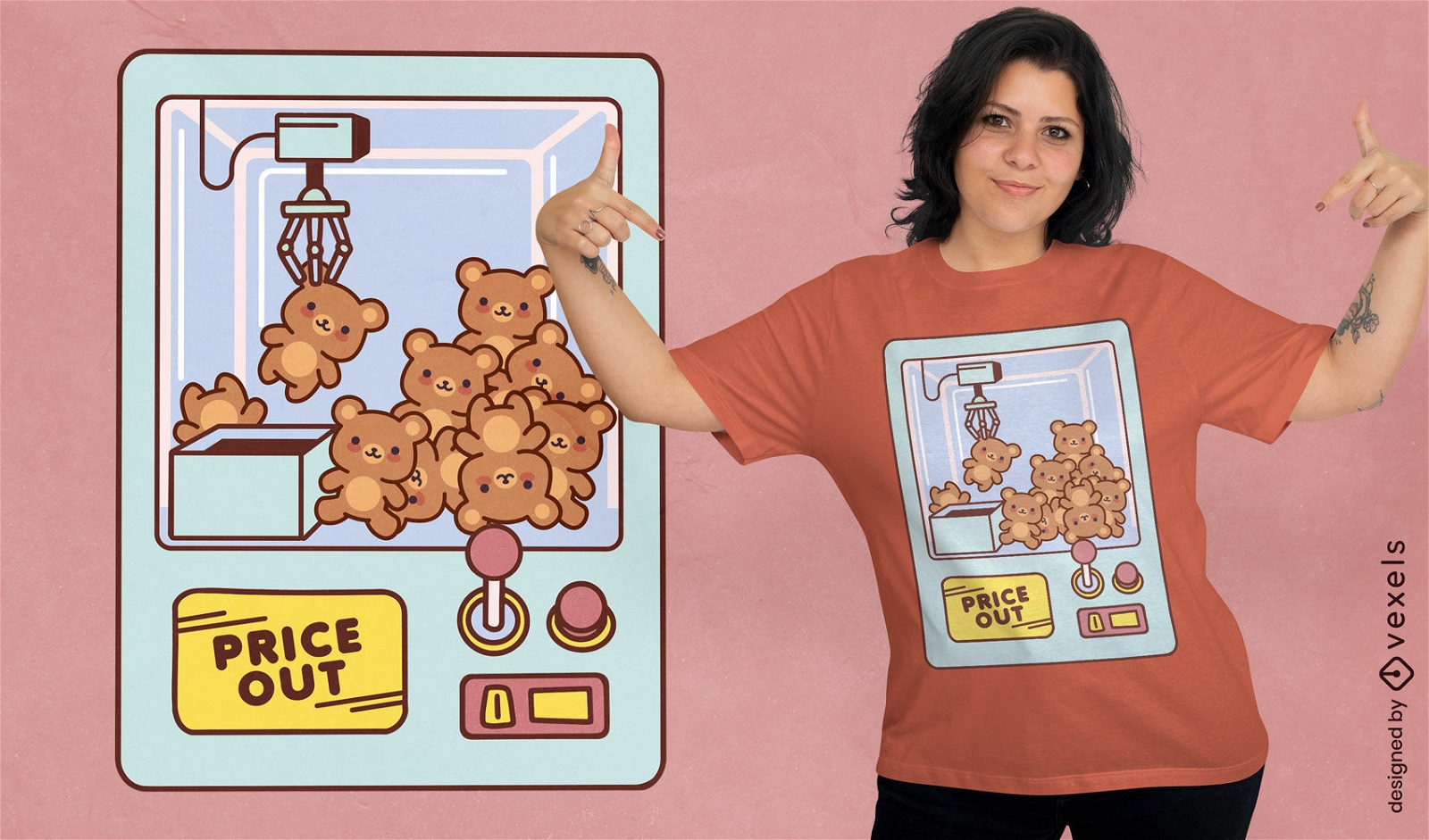 T-Shirt Design mit Teddybär-Klauenmaschine