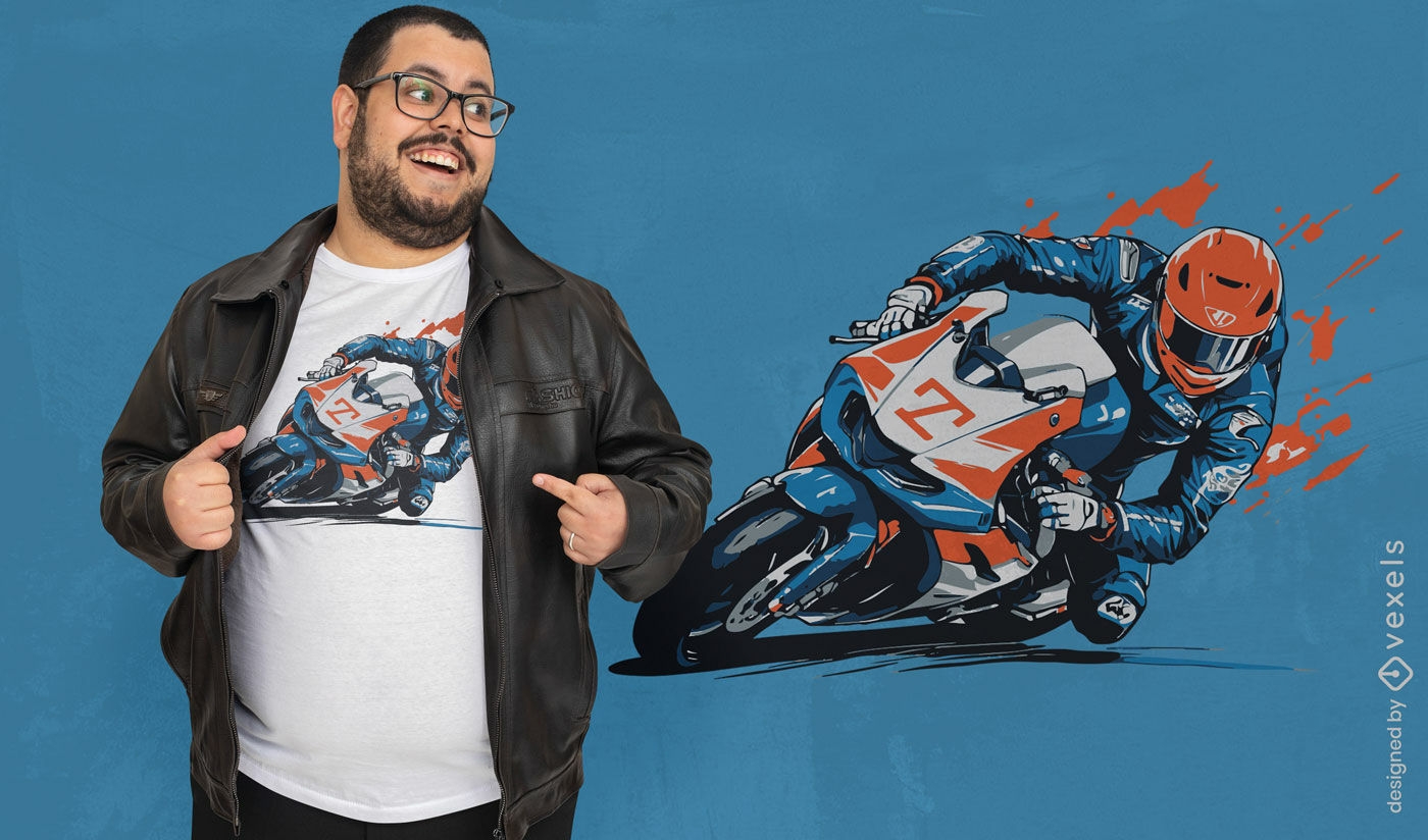 Design de camiseta de motociclista