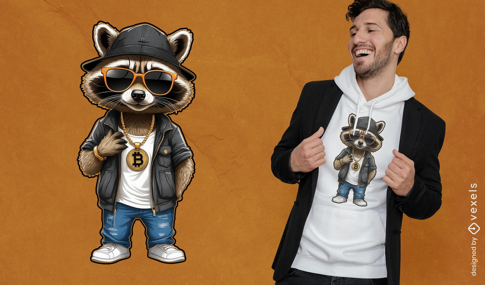 Rapper Waschbär T-Shirt Design