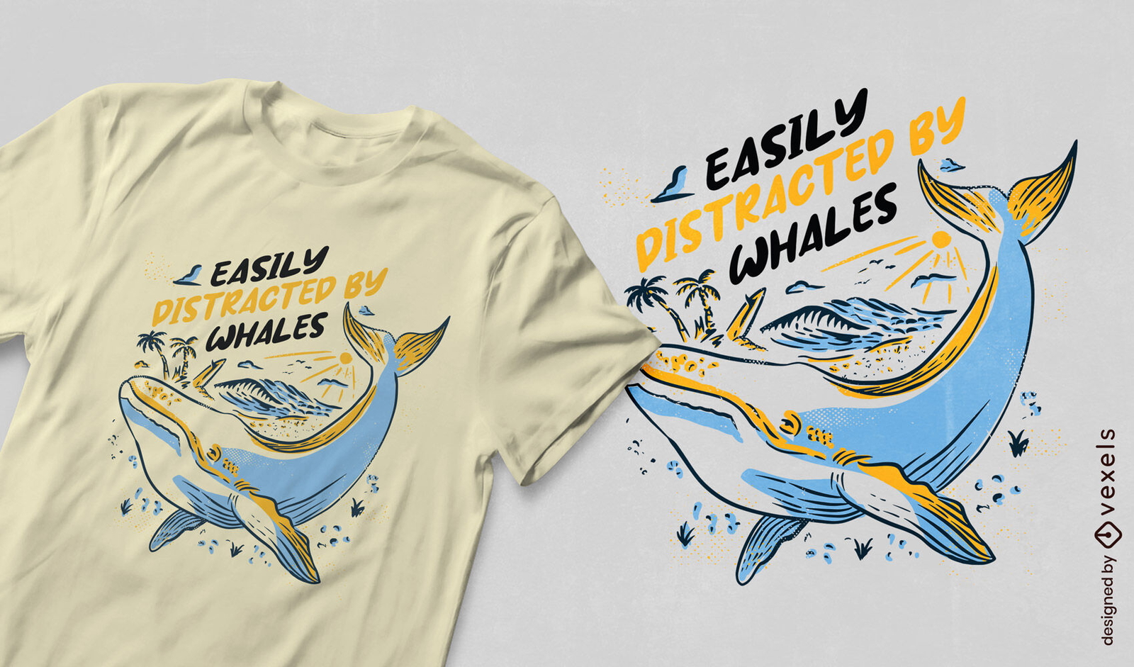 Diseño de camiseta con cita de distracción de ballena caprichosa.