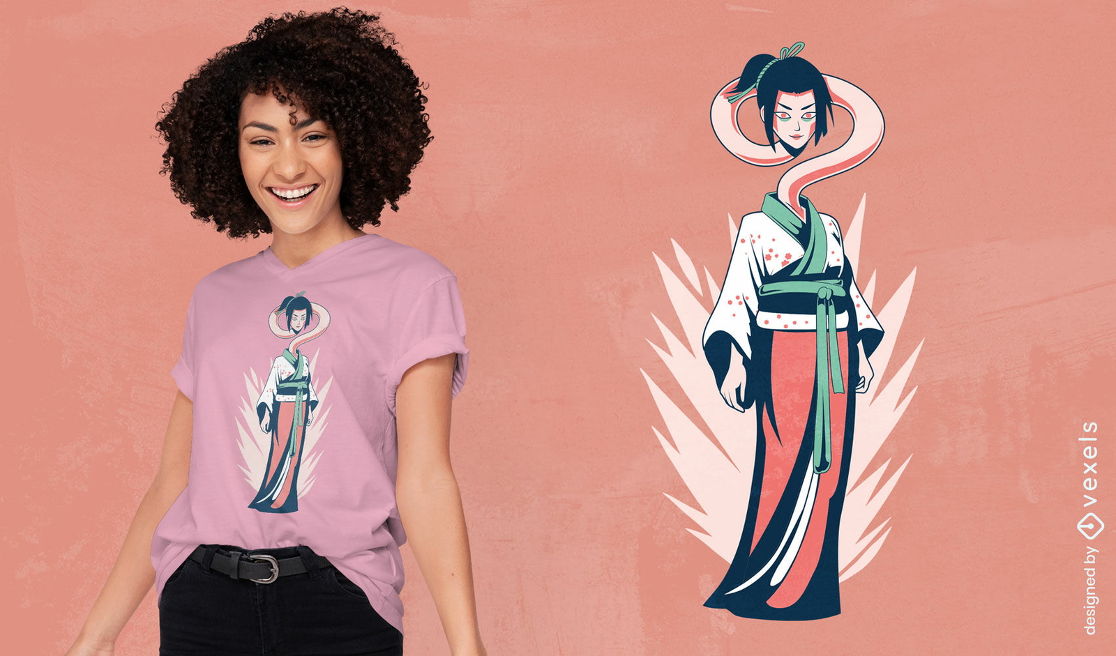 Diseño de camiseta de folklore japonés Rokurokubi.