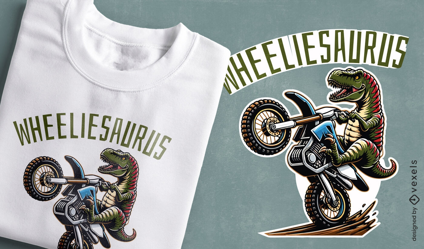 Dinosaurier-Motorrad-T-Shirt-Design
