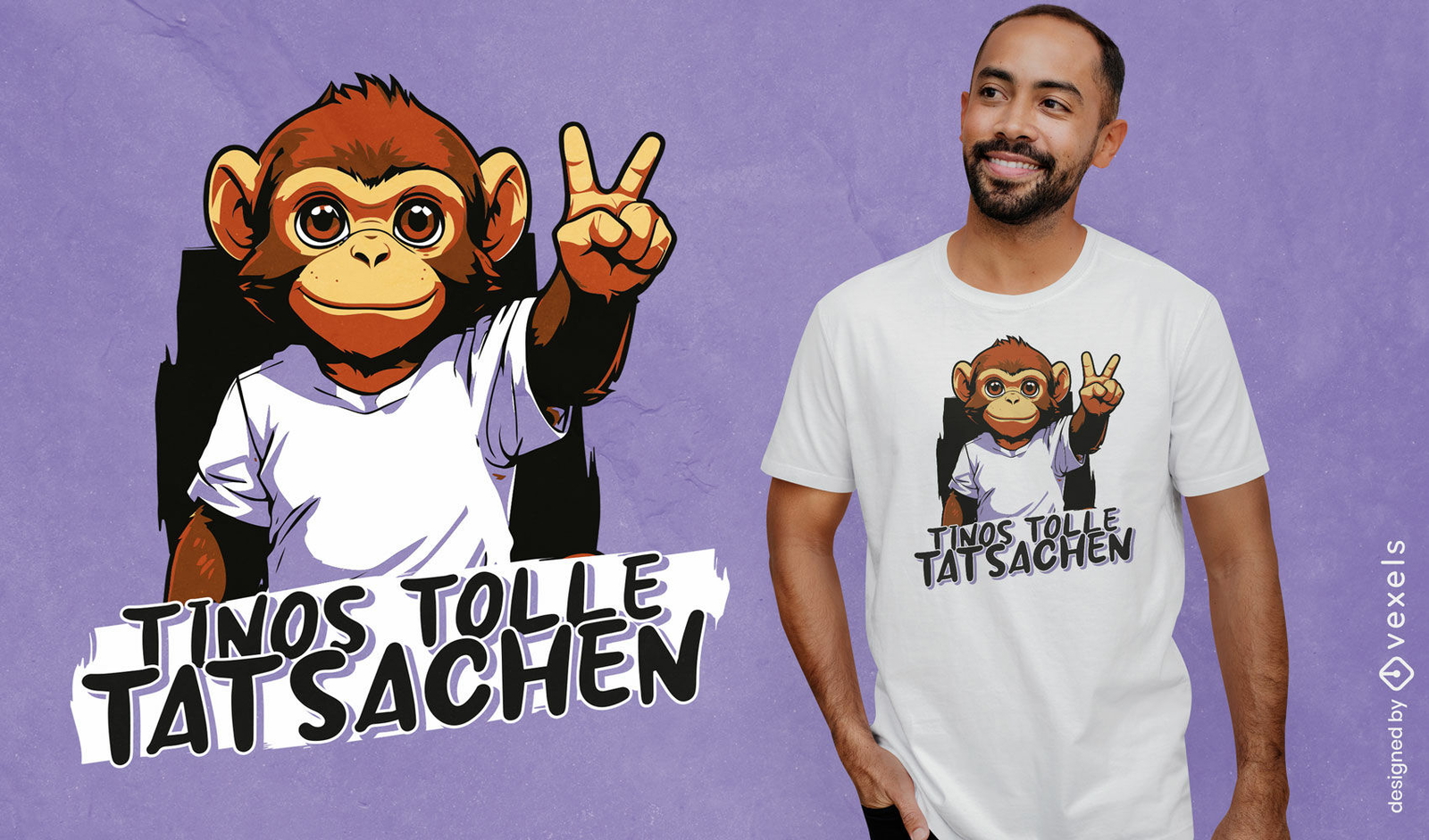 Design de camiseta com macaco pac?fico