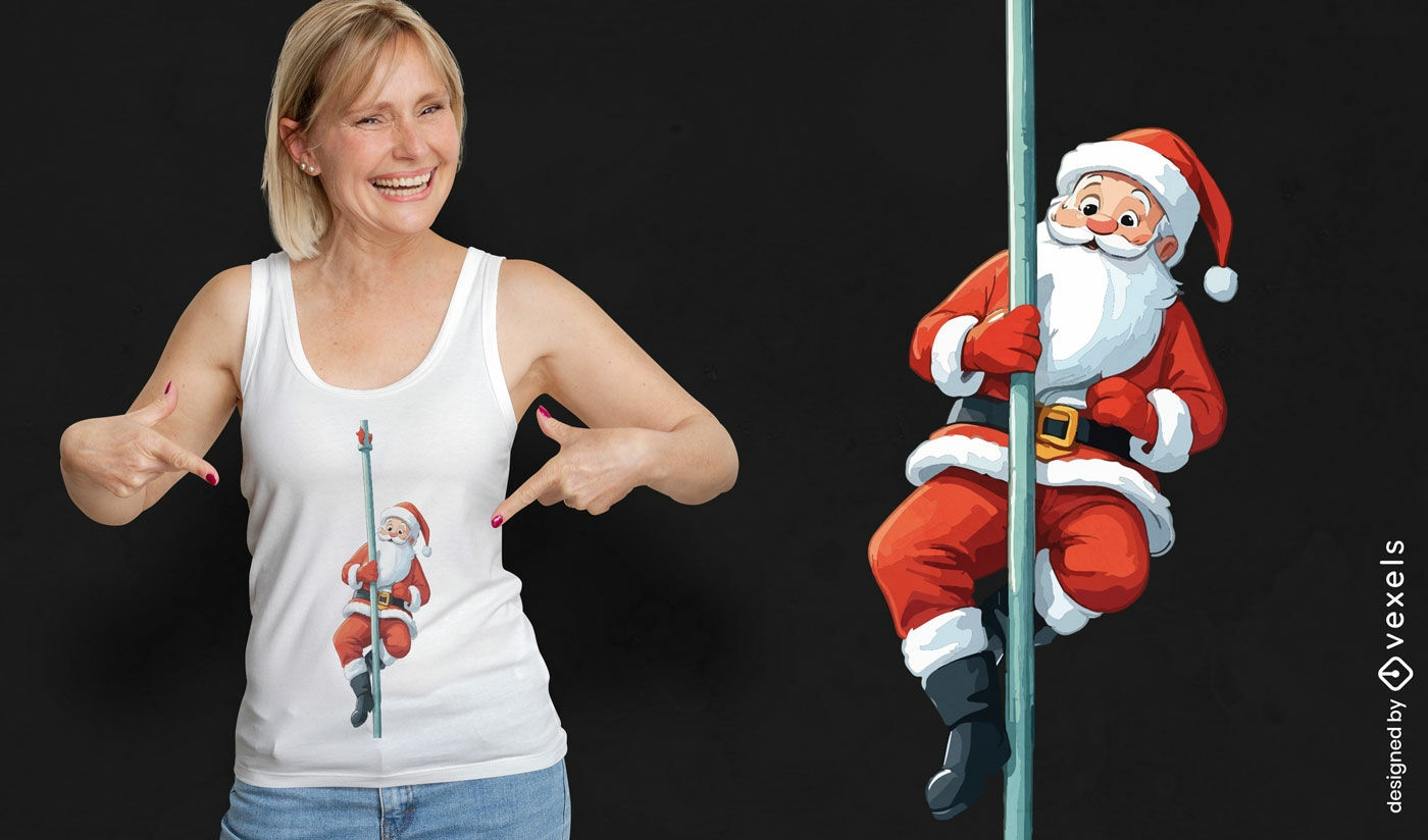 T-Shirt-Design mit Weihnachtsmann-Poledance