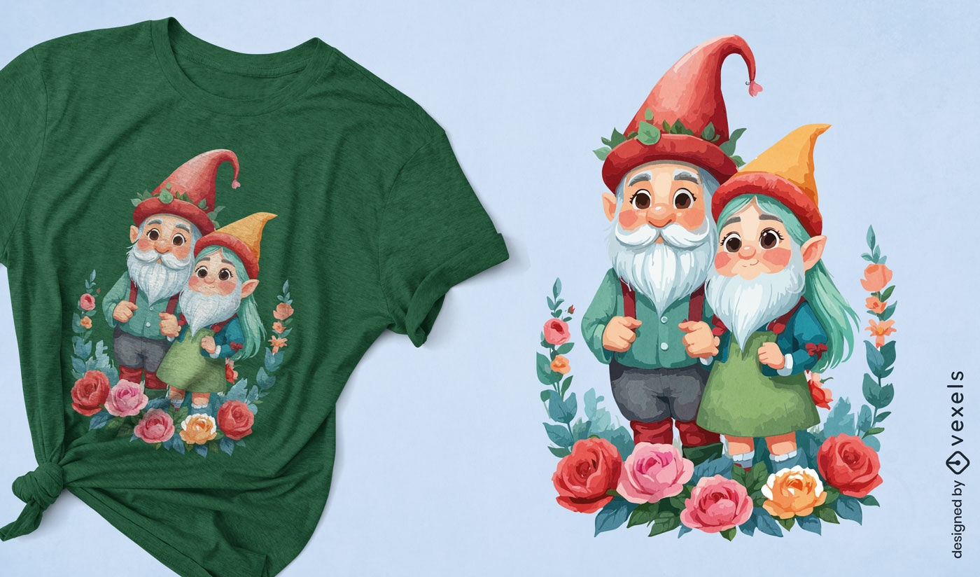 Garden gnomes illustration t-shirt design