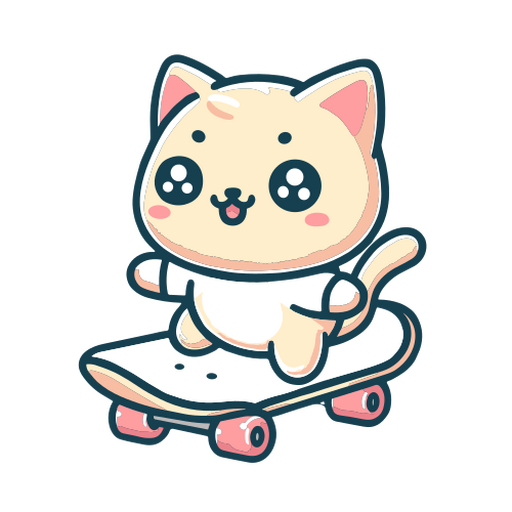 Design fofo de gato de desenho animado andando de skate Desenho PNG
