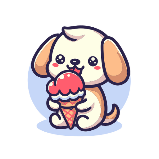 Cute dog with ice cream illustration PNG Design
