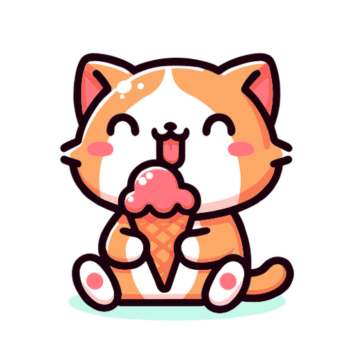 Desenho fofo de gato de desenho animado comendo sorvete de casquinha Desenho PNG