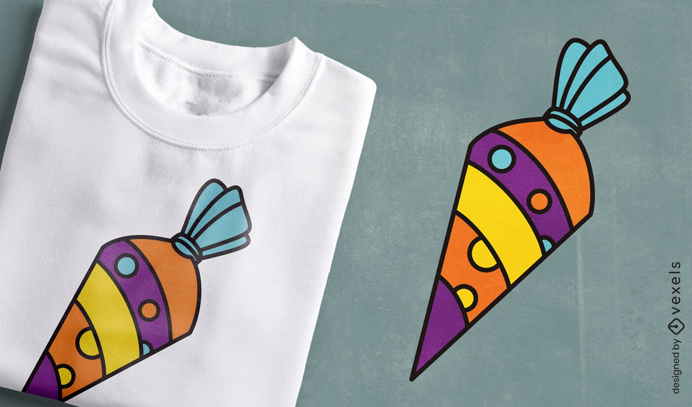 Diseño de camiseta de cono de azúcar colorido.