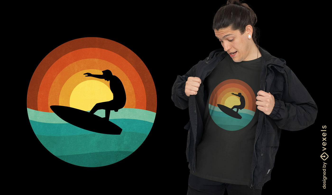 Diseño de camiseta de surf retro.