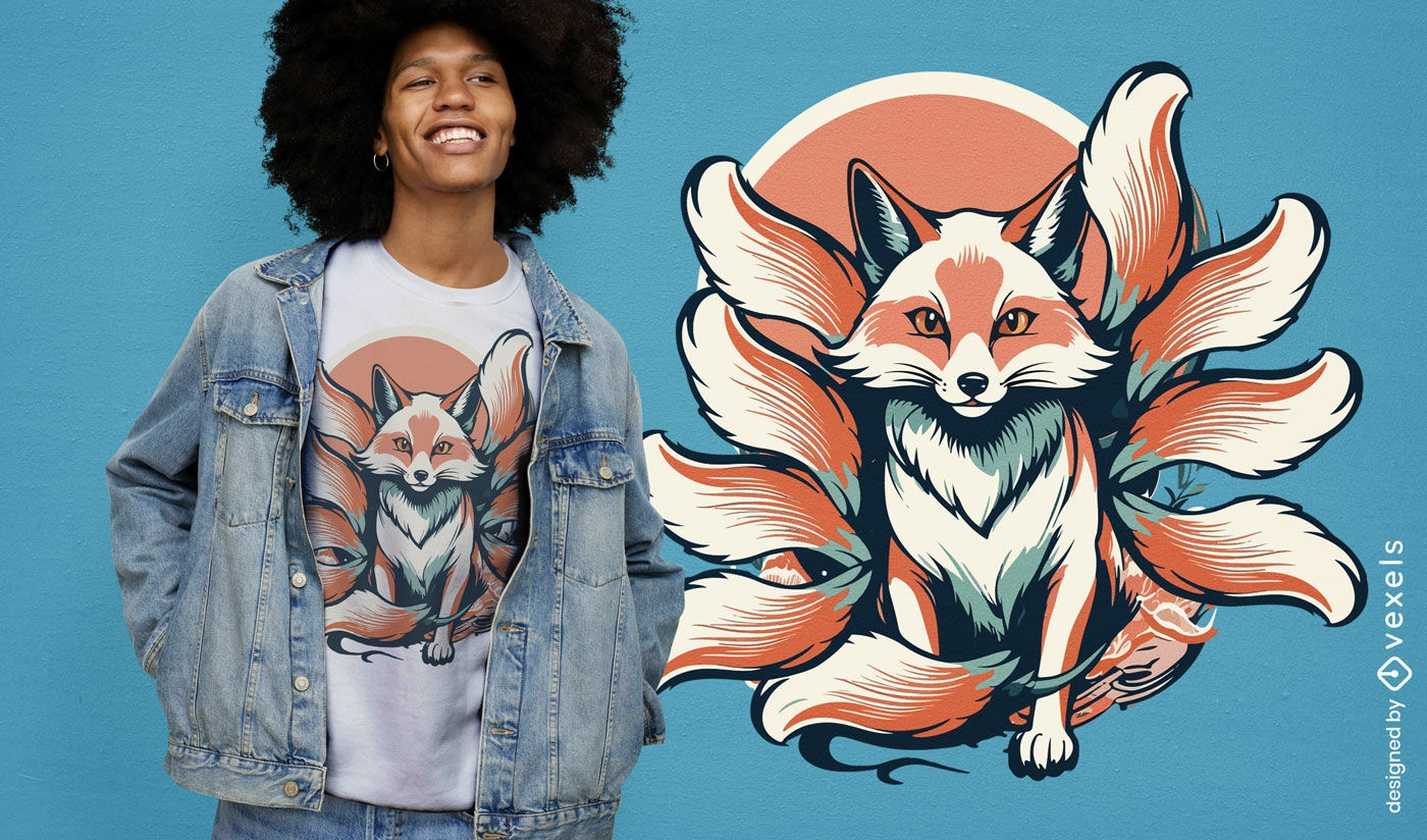 Design de camiseta Fox Nove Caudas