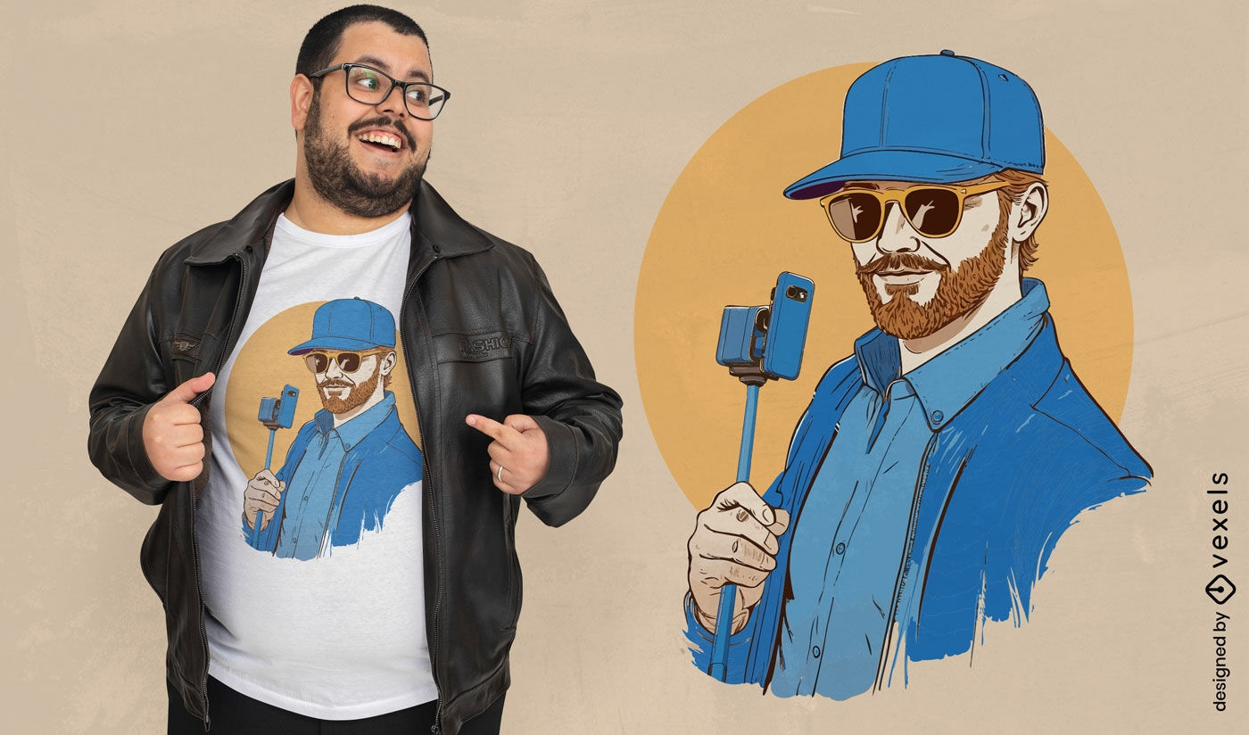 Selfie stick man t-shirt design