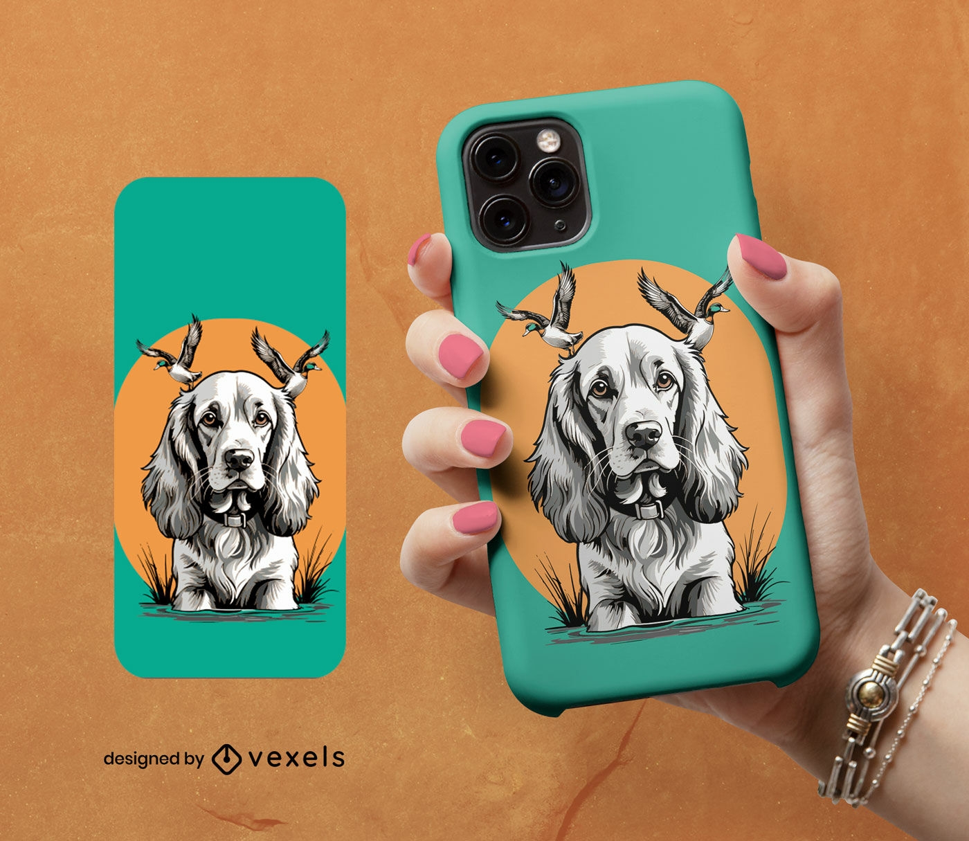 Diseño de funda para teléfono con perro con astas.