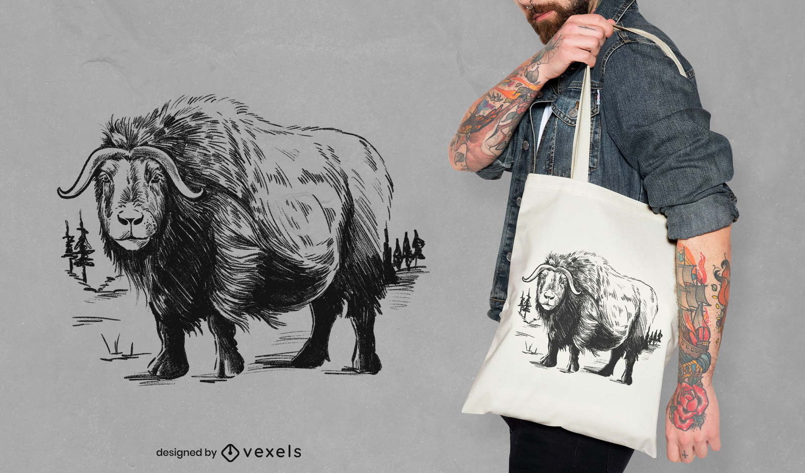 Diseño de bolso tote Muskox