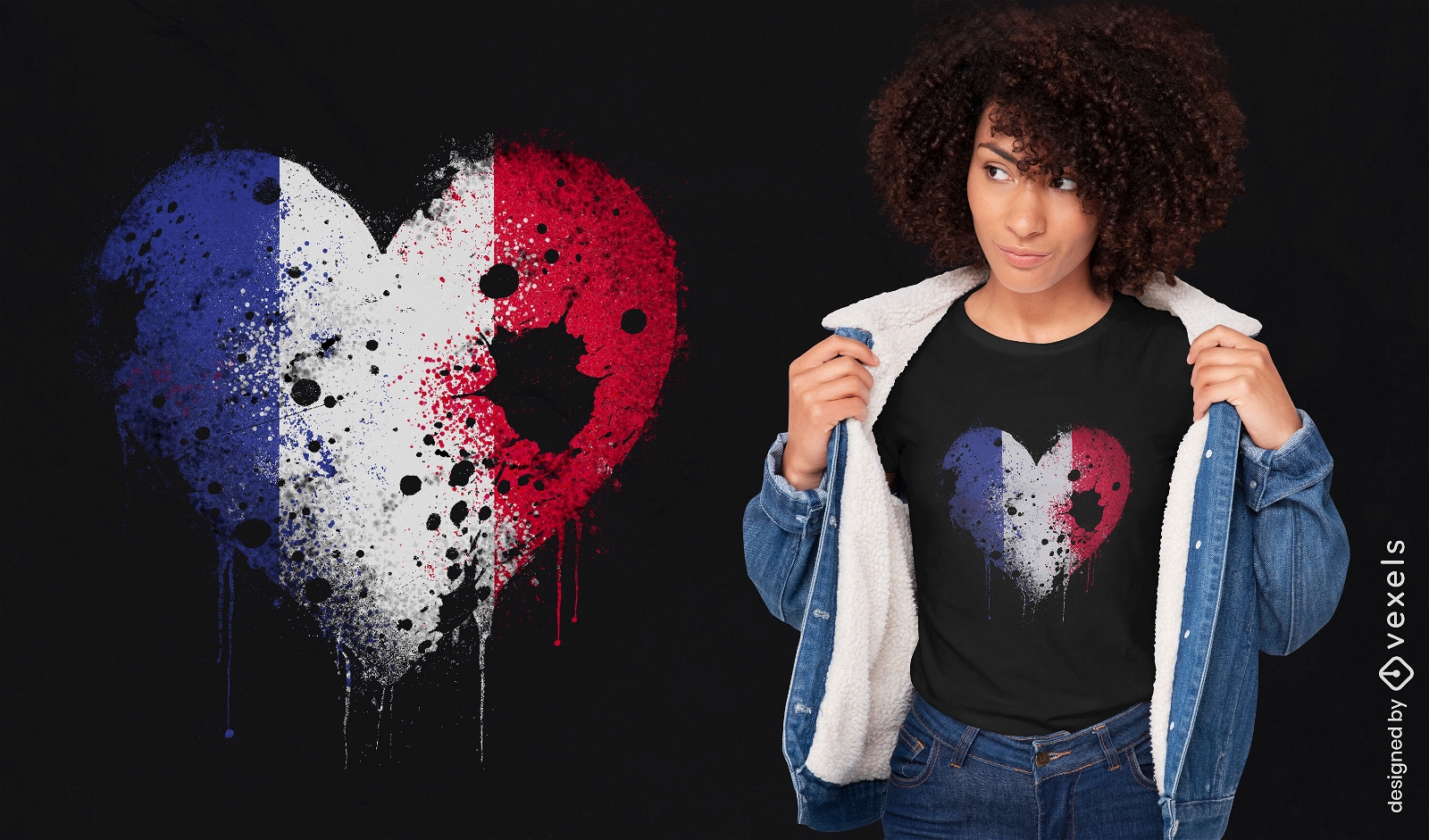 Diseño de camiseta de corazón de Francia.