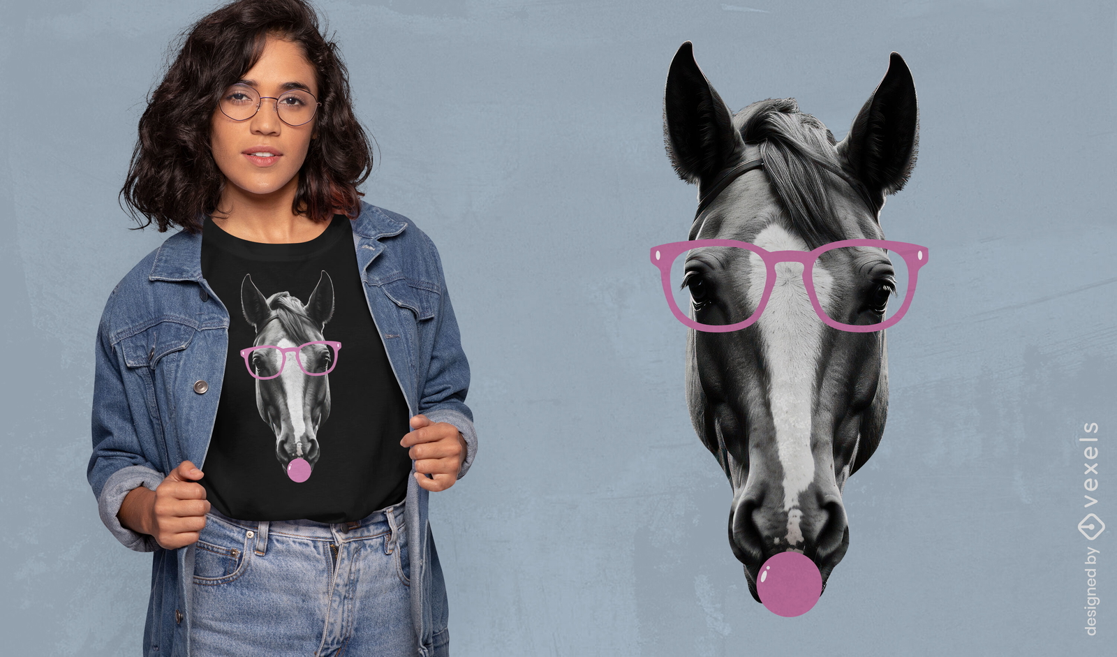 Diseño de camiseta de caballo con chicle.