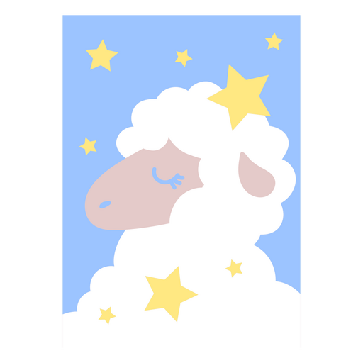 Ilustración caprichosa de oveja con estrellas Diseño PNG