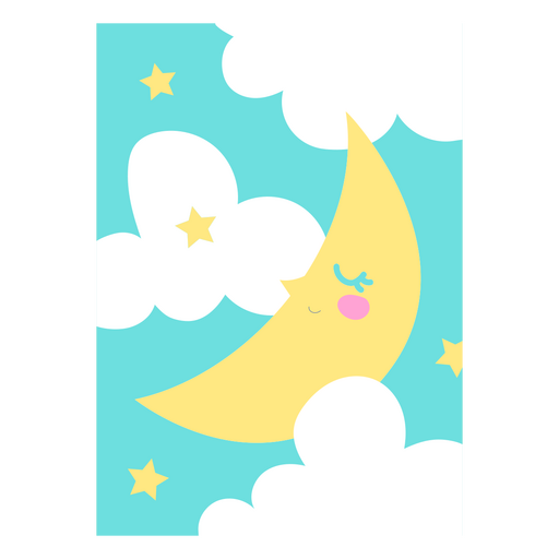 Cute moon and clouds with stars PNG Design