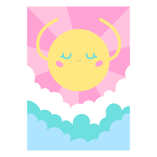 Lindo diseño de sol de dibujos animados sobre fondo rosa Diseño PNG