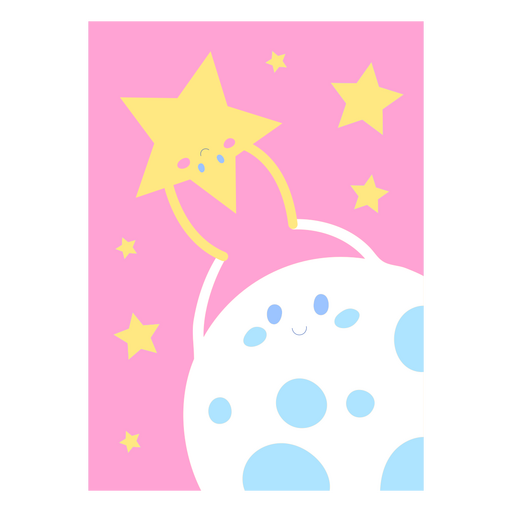 Cute star and moon card PNG Design