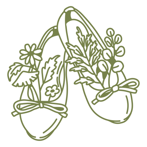 Green and white shoe design with flowers PNG Design