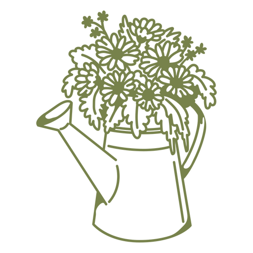 Elegantes Gießkannen-Blumendesign PNG-Design