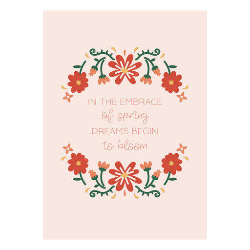 In the embrace of spring dreams begin to bloom card PNG Design