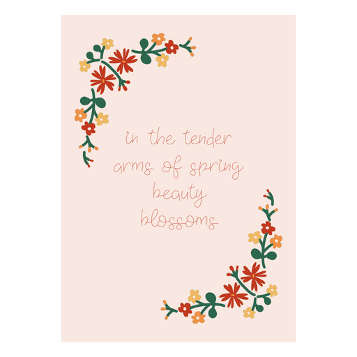 En los tiernos brazos de la tarjeta de flores de belleza primaveral Diseño PNG