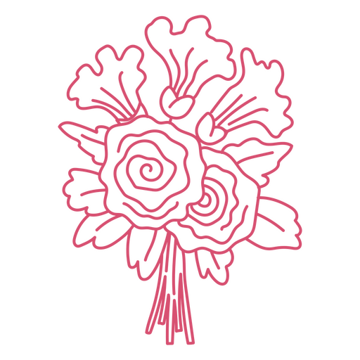 Stylish floral bouquet line art design PNG Design